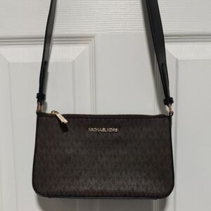 Michael Kors Dark Brown and Black Crossbody Bag